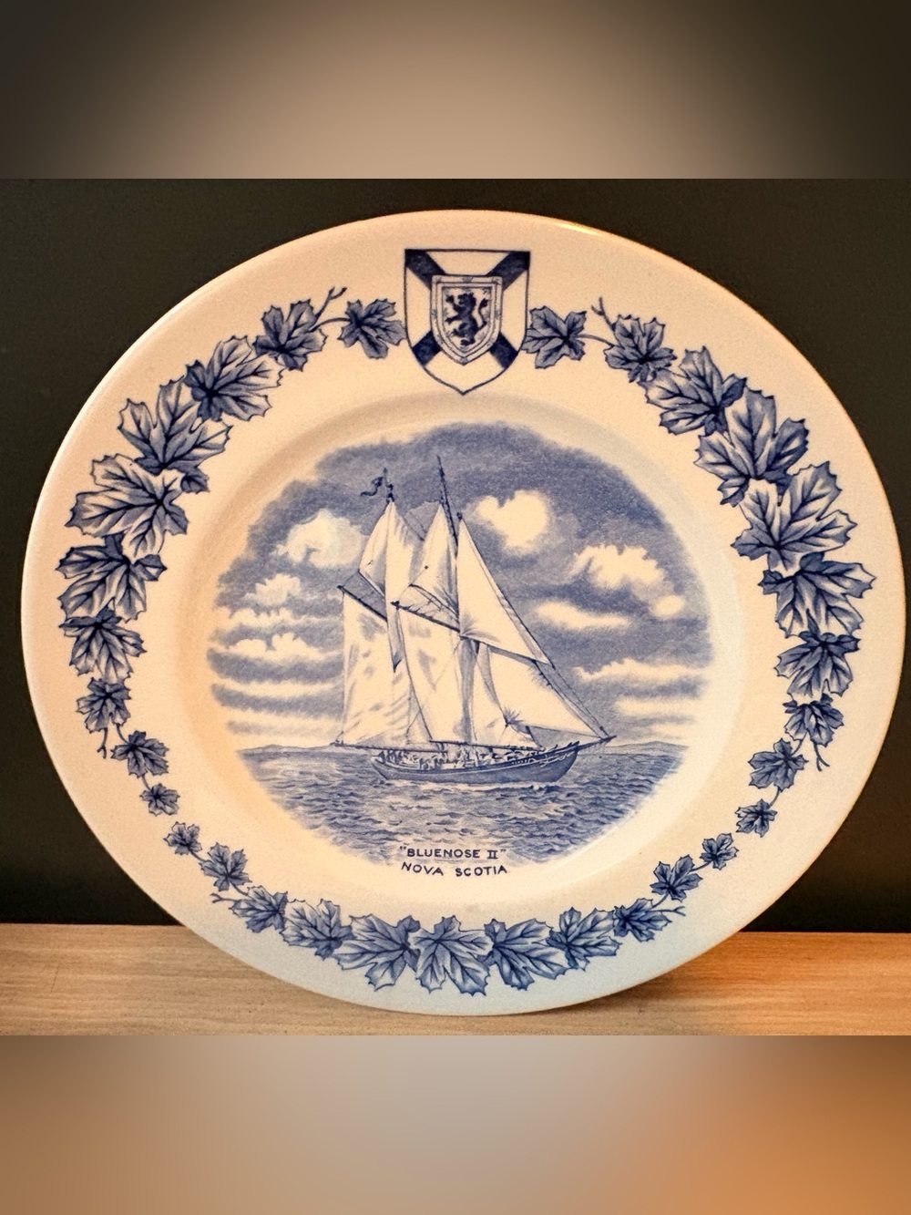 Vintage Blue and White Bluenose II Nova Scotia Decorative Plate - Unbranded